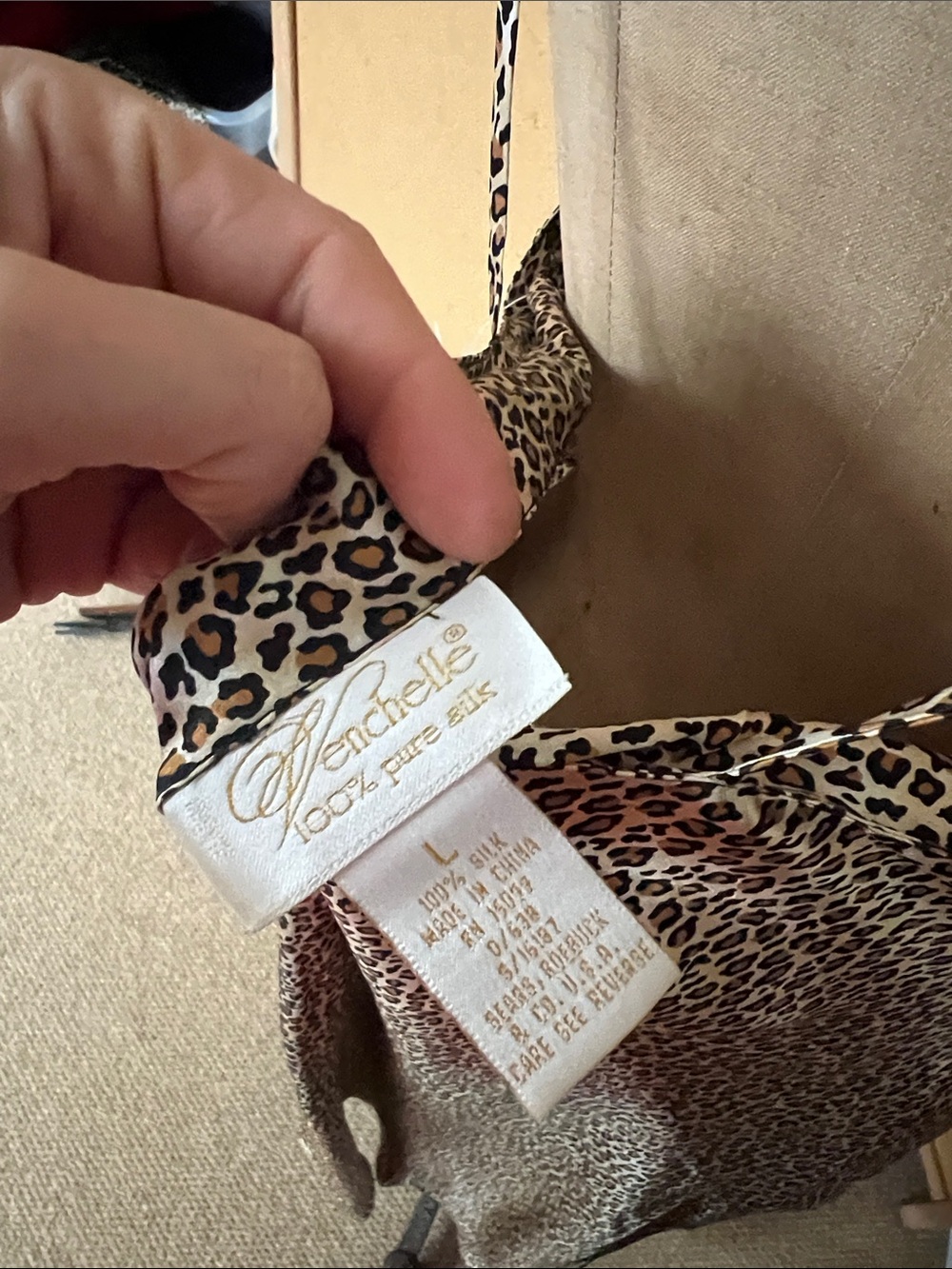 Leopard Print Silk Midi Chemise with Matching Robe - Beige/Black - Picture 8 of 10